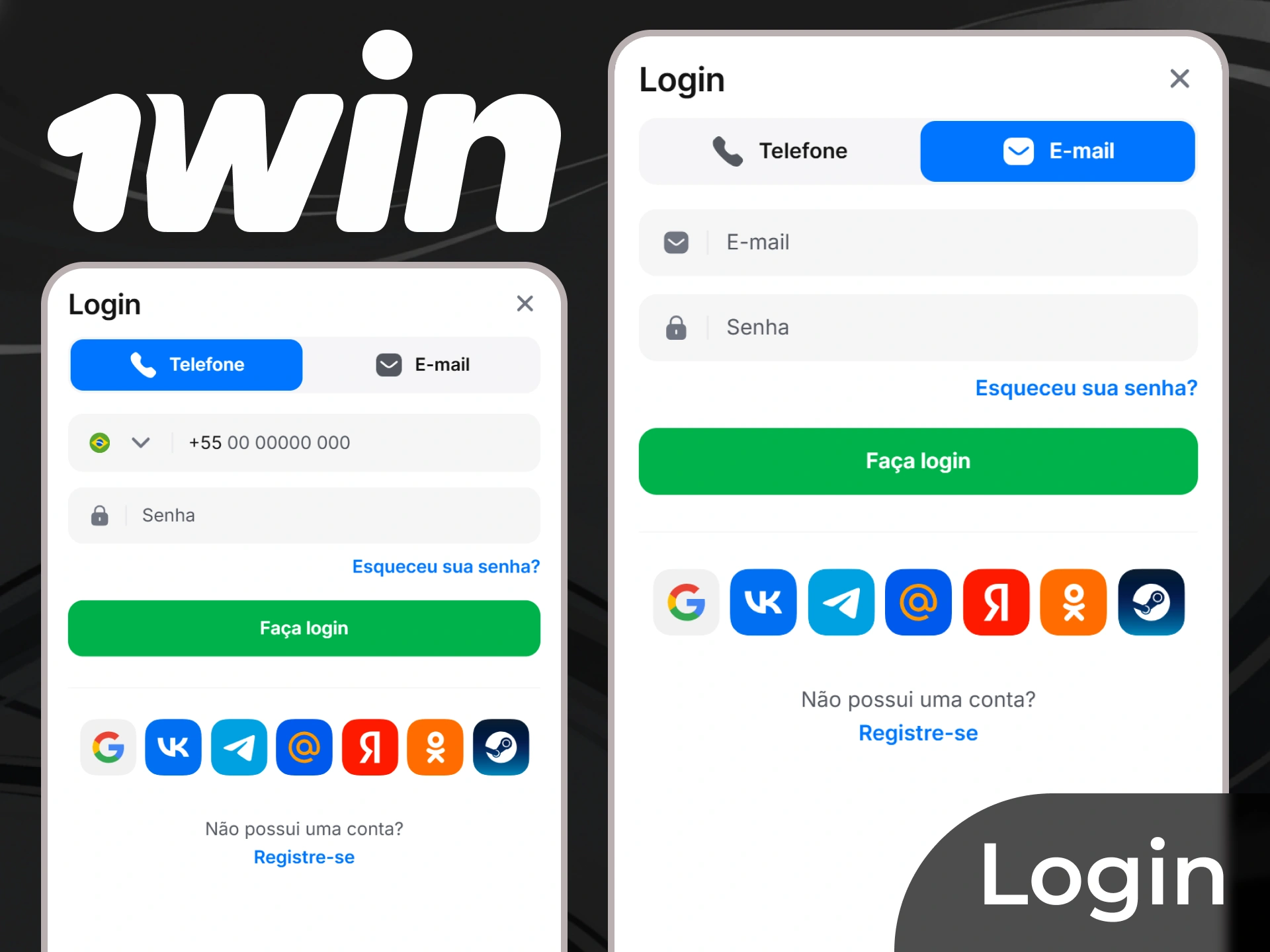 Use seu nome de usuário e senha para fazer o login em sua conta 1win.